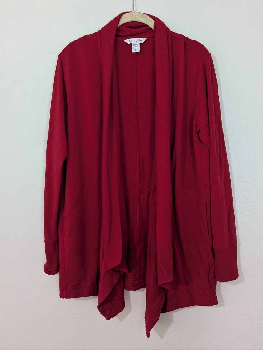 Athleta Pranayama Restore Wrap Nirvana Fabric Open Front Longline Red Small S